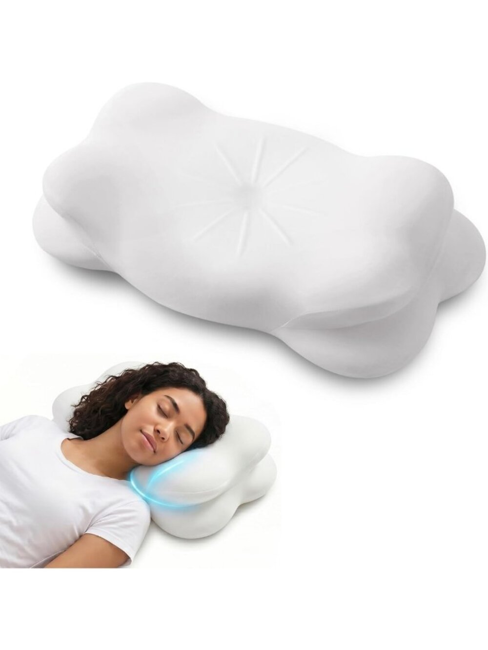 Ergonomic Memory Foam Cloud Pillow with Adjustable Cervical Support & Cooling